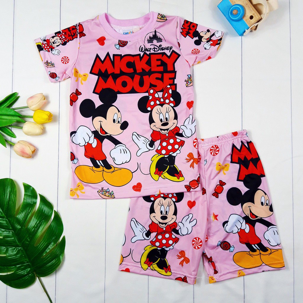 Bộ thun lạnh Chuột Mickey bé gái