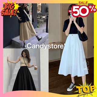 Chân váy 🦋 xòe khaki váy trắng và đen và nâu dáng dài chất thô mix kèm áo len gile  khoác áo thun hay cadigant áo kiểu