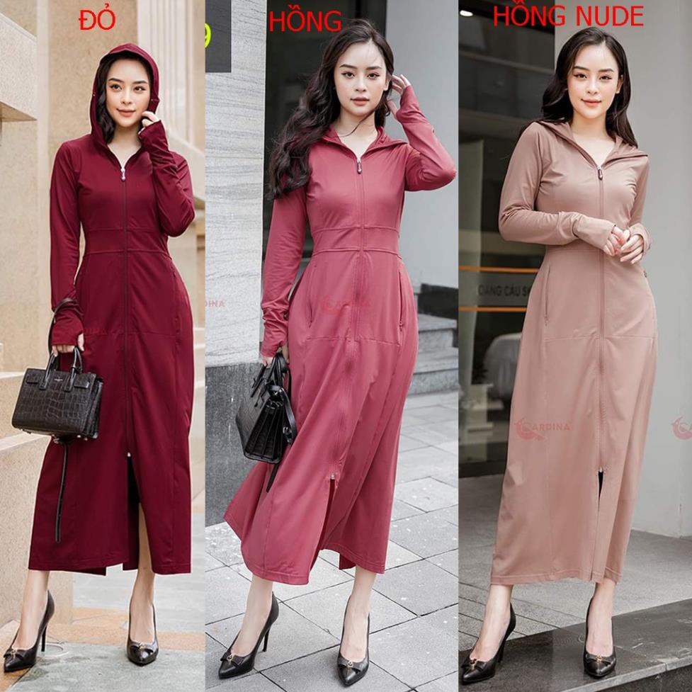 Áo Chống Nắng Trùm Toàn Thân Nữ, Chất Co Dãn, Mát Mẻ, Dày Dặn, Thấm Mồ Hôi