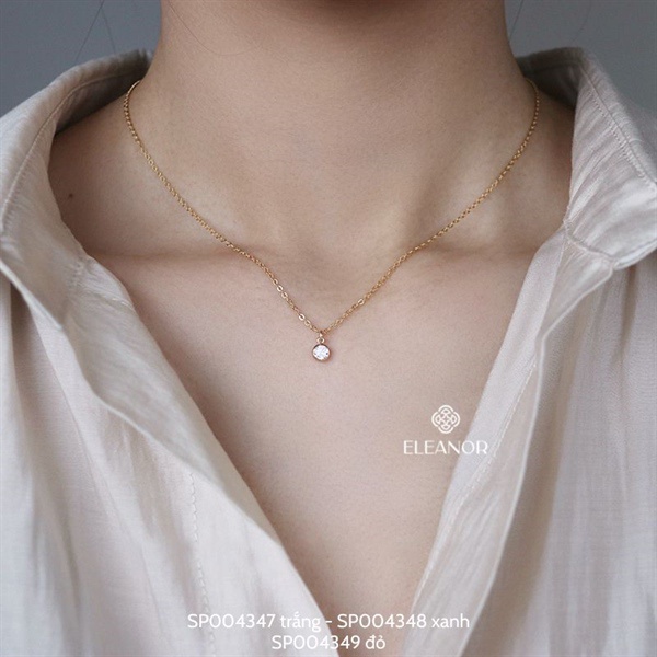 Dây chuyền nữ bạc 925 Eleanor Accessories mặt tròn đính đá phụ kiện trang sức 4347