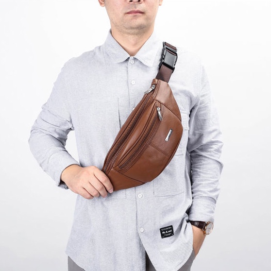 Túi Đeo Chéo Ngực Bằng Da Bò 100% Đa Năng Phong Cách Doanh Nhân tp088