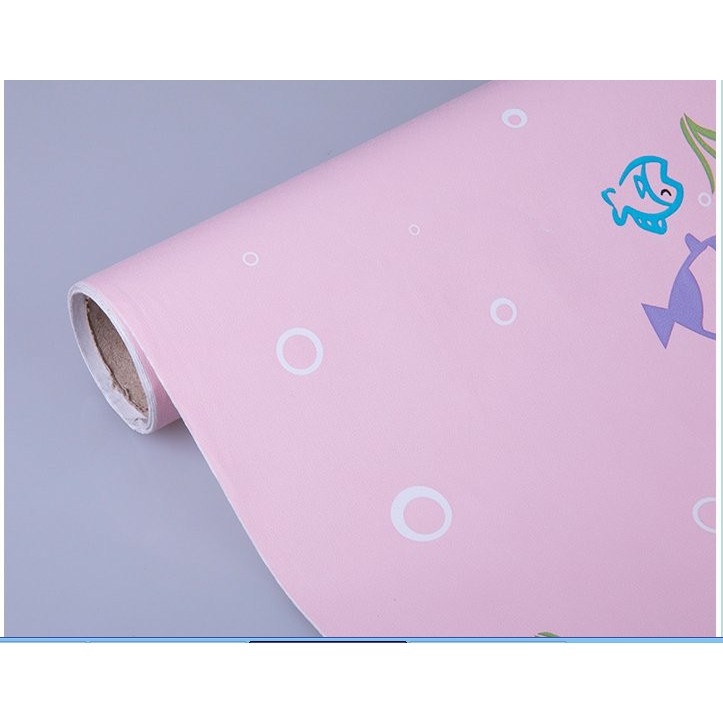 Decal giấy dán tường cá xinh màu hồng (khổ rộng 0.45m)
