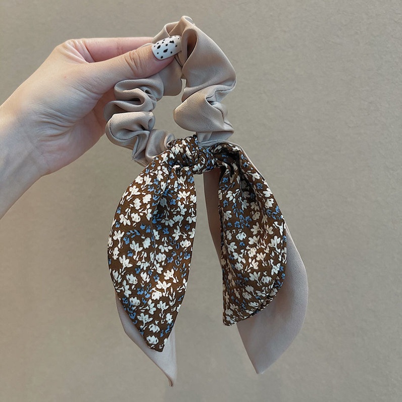 Dây buộc tóc thắt nơ in hoa đơn giản thời trang cho nữ