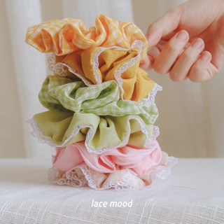 Đồ cột tóc - Scrunchies - Lace Collection - 1 set 2c+túi vải linen