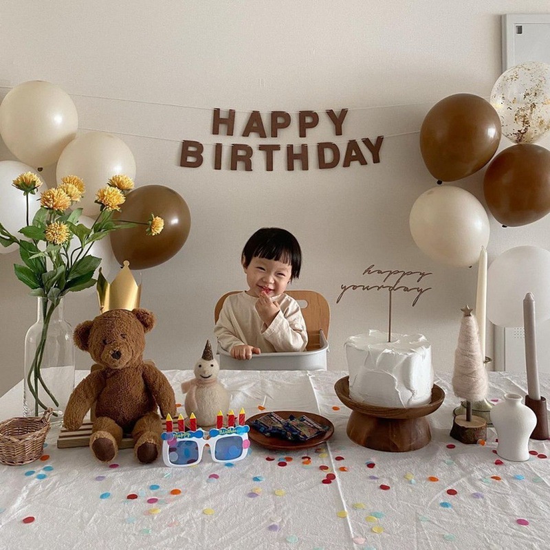 Dây Chữ Happy Birthday Màu Nâu Bằng Xốp Trang Trí Sinh Nhật Phong Cách Hàn Quốc - S3K170