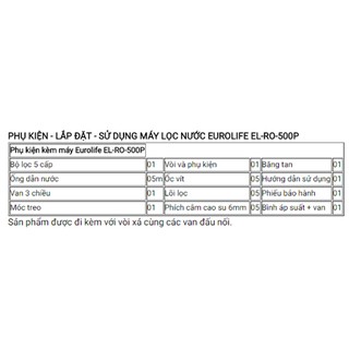Máy lọc nước Eurolife EL-RO-500P