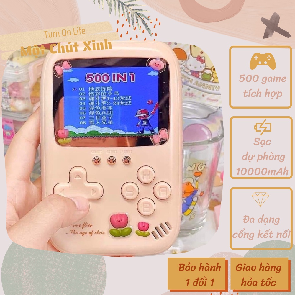 (SẴN)Máy chơi game kiêm Sạc dự phòng 10000mAh có 500 trò chơi điện tử dễ thương