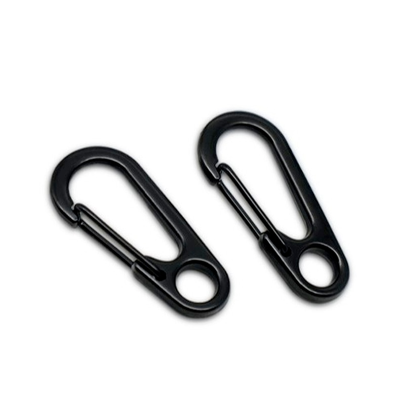Móc treo chìa khóa carabiner hợp kim kẽm màu đen tiện lợi dành cho mang theo đi cắm trại