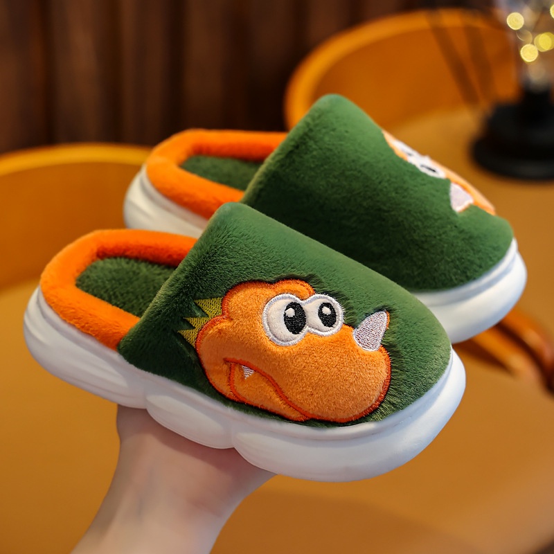 (TH27) Dép Bông Cho Bé, Dép Lông Trẻ Em Họa Tiết Khủng Long Đáng Yêu