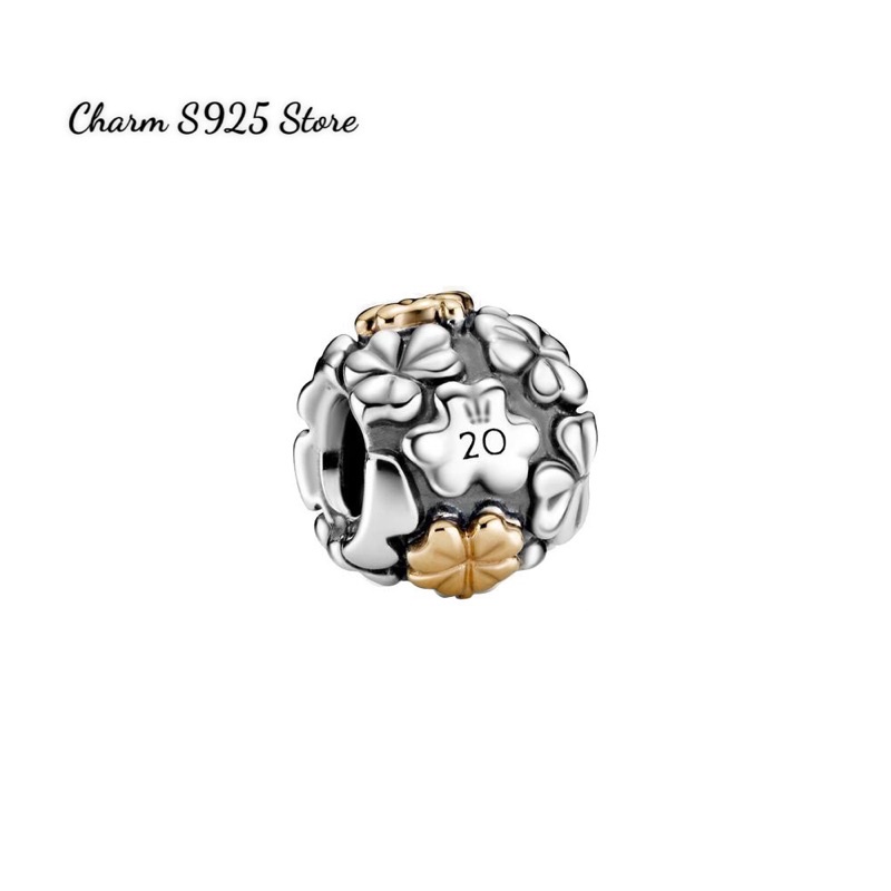 CHARM PAN ALE CỎ 4 LÁ PHỐI VÀNG TRẮNG BẠC S925 HÀNG CAO CẤP