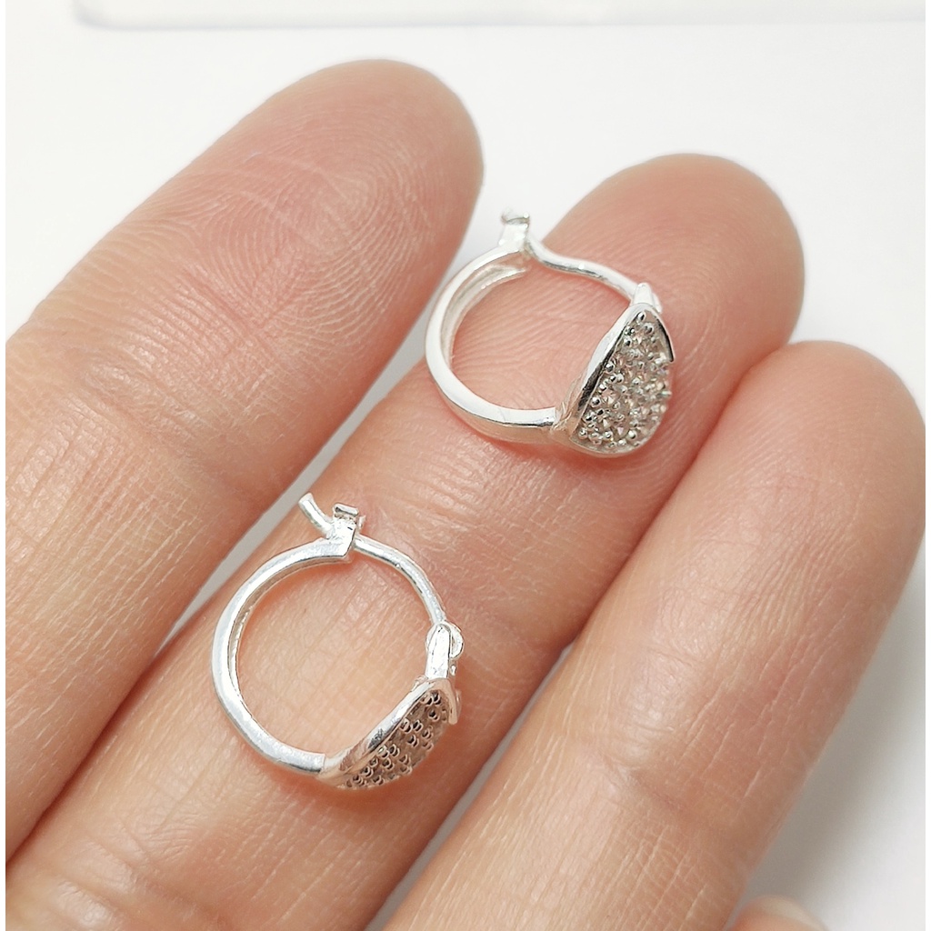 Khuyên tai bạc Van Jewelry V10567 khuyên cài trái tim đính đá bạc ta