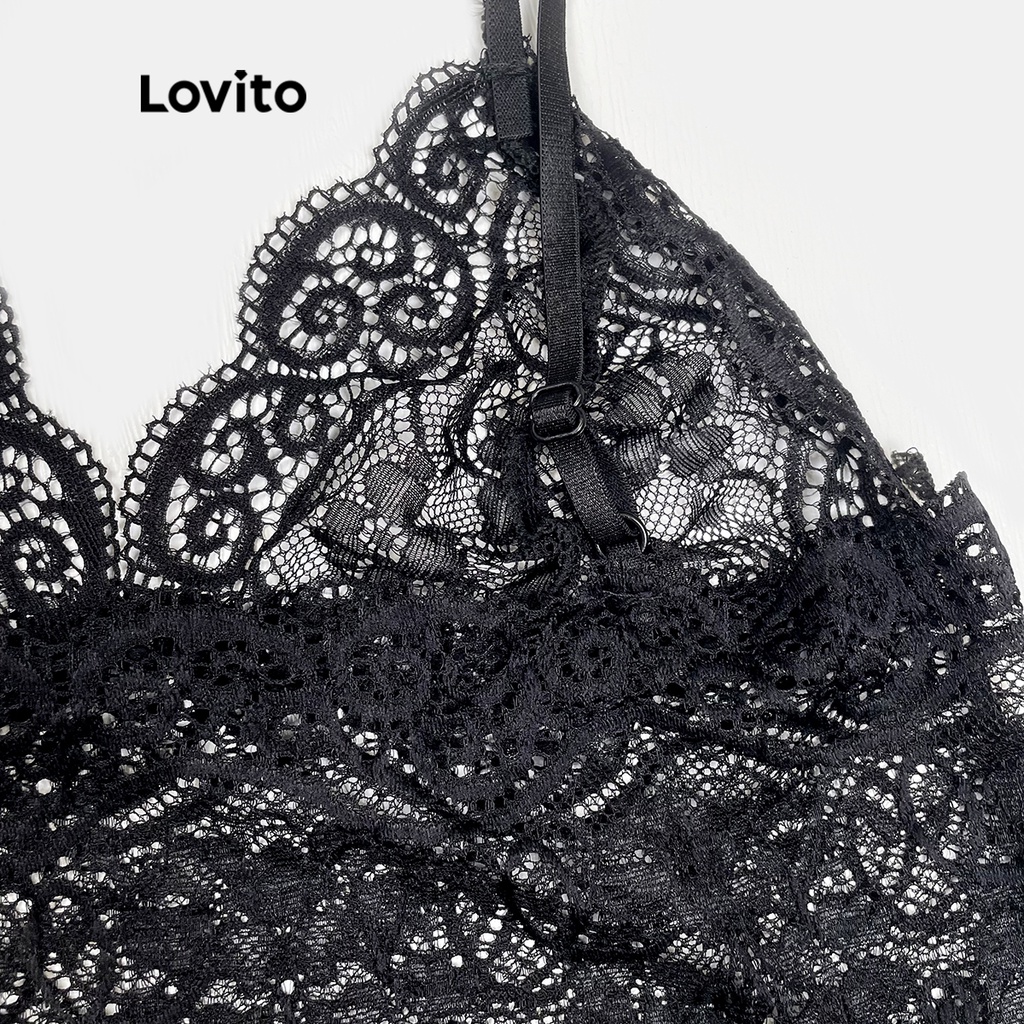 Bộ đồ ngủ Lovito may ren không co giãn dáng ôm gợi cảm l00006 (màu xanh lá / tím / hồng/ đỏ) | BigBuy360 - bigbuy360.vn