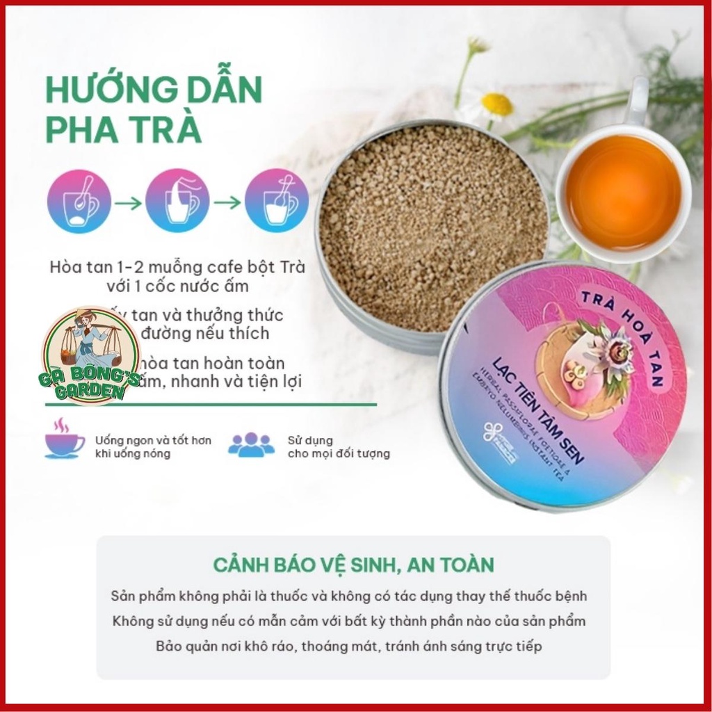 Trà Lạc Tiên Tâm Sen Hòa Tan Hygie & Panacee Hỗ Trợ Mất Ngủ, Ngủ Ngon, Thư Giãn Hộp 250g