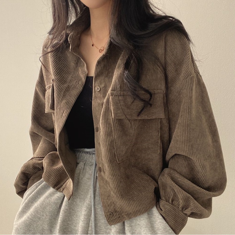 Áo Khoác Tay Dài Dáng Rộng Màu Trơn Phong Cách Hàn Quốc Thời Trang Cho Nữ