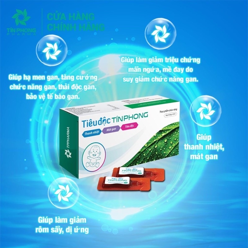 Tiêu Độc TÍN PHONG Giúp Thanh Nhiệt, Giải Độc, Làm Mát Gan, Giảm Mẩm Ngứa, Mề Đay An Toàn Tiện Lợi Hộp 18 Ống