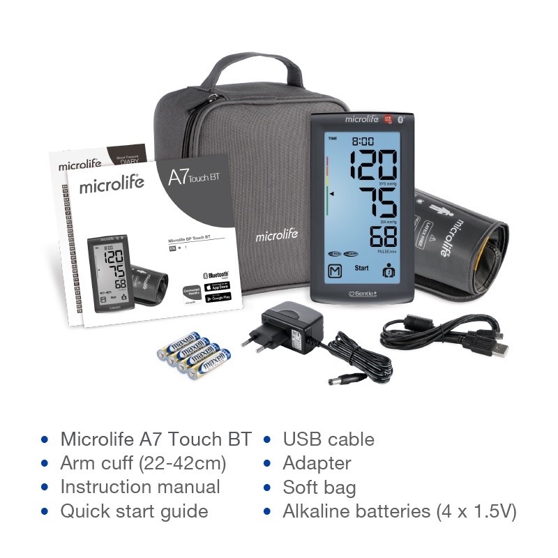 SALE SỐC Combo Máy đo huyết áp bắp tay Microlife BP A7 và Nhiệt kế điện tử đo trán Microlife FR1MF1