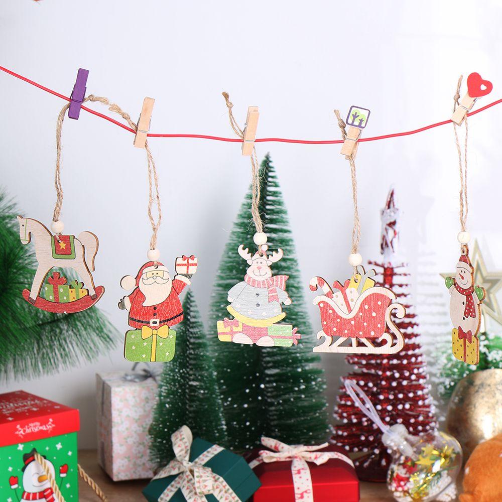 Set 4 / 5 Phụ Kiện Treo Trang Trí Giáng Sinh Bằng Gỗ DIY