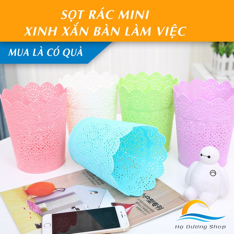 [FLASH SALE 3 NGÀY] Sọt rác mini HADU để bàn văn phòng nhỏ nhắn xinh xắn nhiều mau sắc cao cấp - Hạ Dương Shop