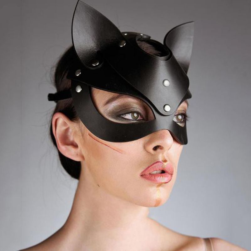 Mặt nạ halloween mèo báo đen sexy cat woman chất liệu da hóa trang - phụ kiện cosplay | WebRaoVat - webraovat.net.vn