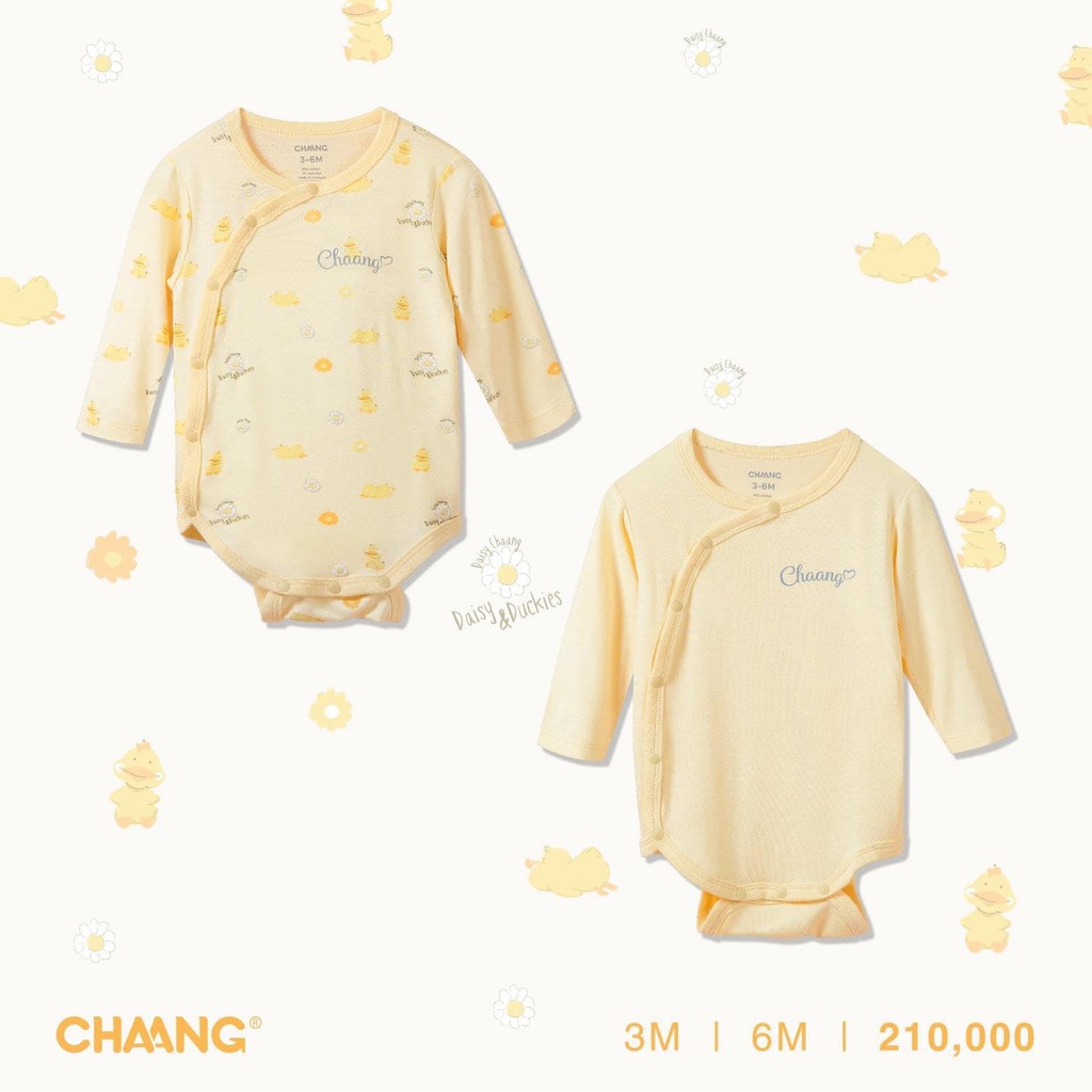 [CHAA NG] Set 2 body chip dài tay cúc chéo cotton sơ sinh bé trai, bé gái