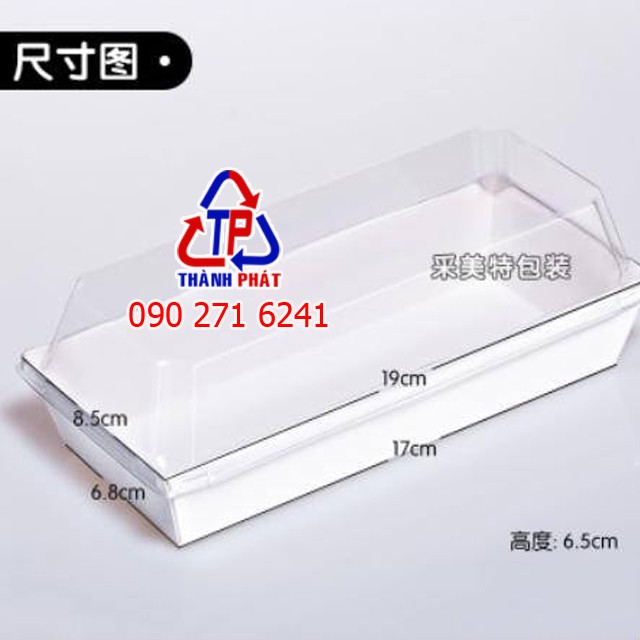50 Hộp giấy 1985 nâu đựng bánh custard - Hộp giấy E1985 đựng bánh chữ nhật - Khay giấy E1985 - mochi chấm kem sữa