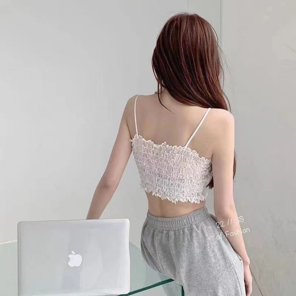Áo bra nữ croptop 2 dây ren hoa cực đẹp và đáng yêu JOCOSI B3653