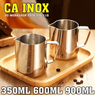 Ca Inox đánh sữa (có vạch chia định lượng) nấu sáp nến, nấu đất sáp, pha cafe - 350ml, 600ml và 900ml