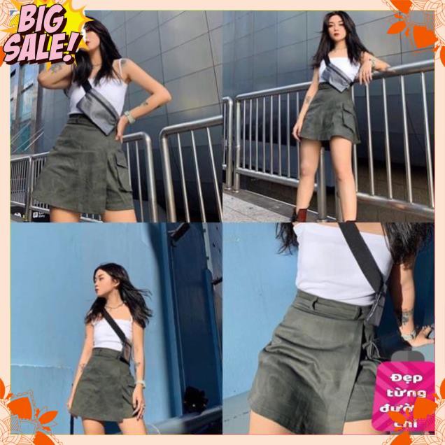 CHÂN VÁY PHỐI QUẦN KAKI - CHÂN VÁY CÓ TÚI | BigBuy360 - bigbuy360.vn