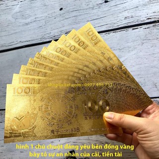 Đồng Tiền Lưu Niệm 100 Macao Hình Con Chuột Mạ Plastics Vàng không phai màu - Quà tặng tết 2020 -TMT Collection - Ms 272