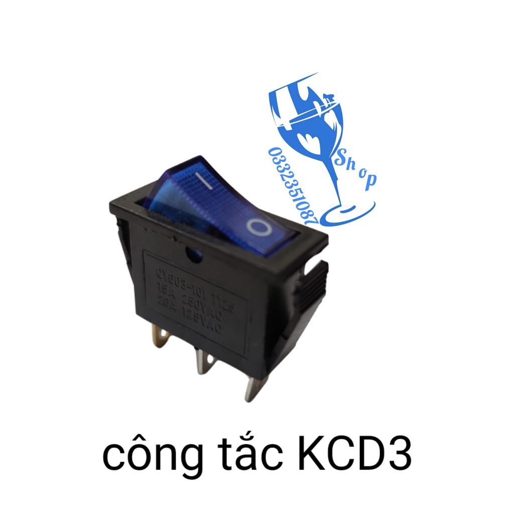 [FreeShip] [Ảnh thật] 10 chiếc công tắc KCD3 màu xanh, công tắc 3 chân màu xanh shopgiadungluongyen