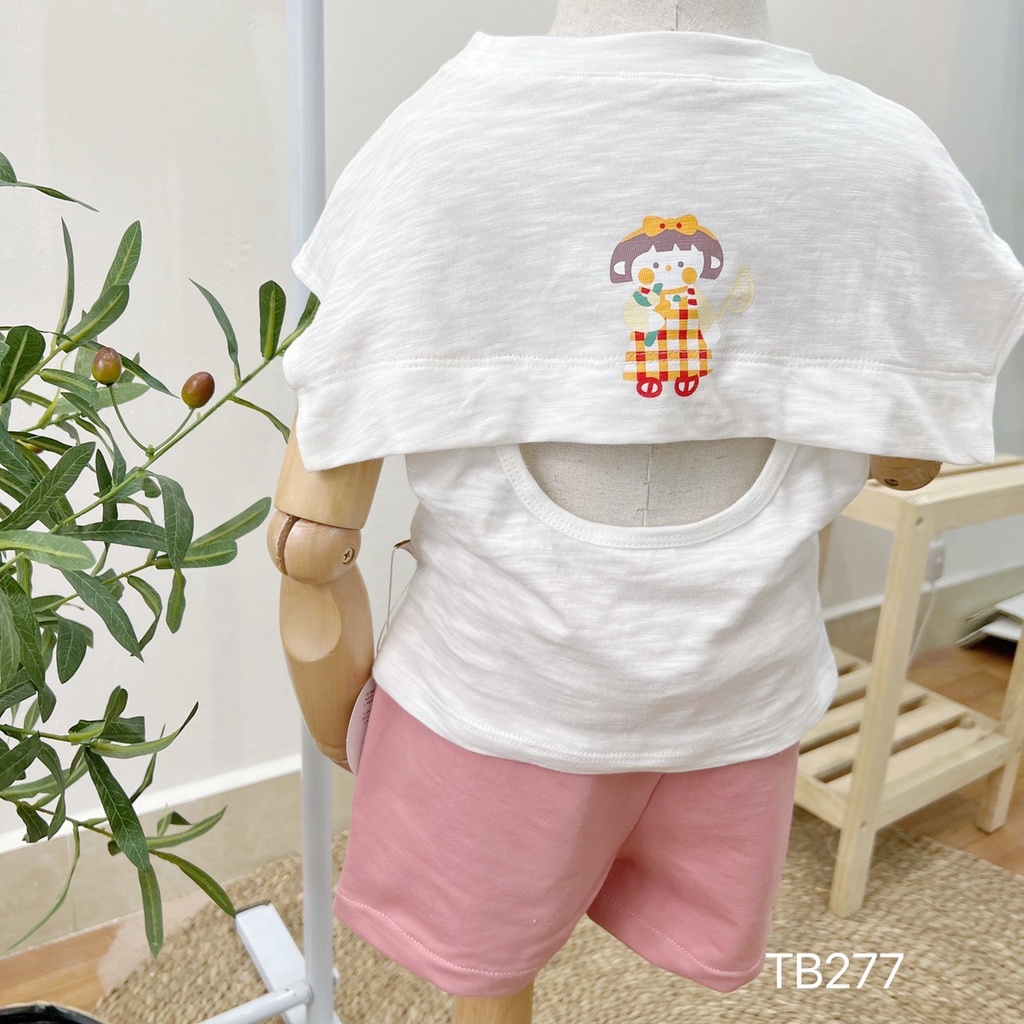 Áo phông cotton cho bé gái in hình cô bé dễ thương, cotton thấm hút mồ hôi tuyệt đối,cách điệu sau áo