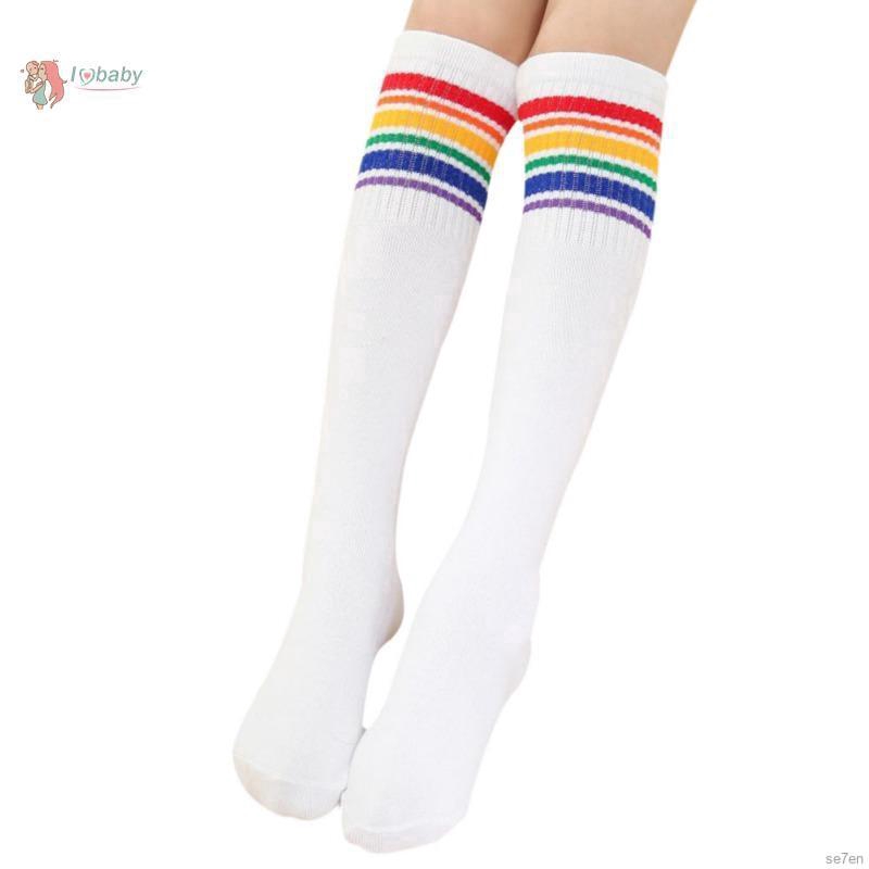 Đôi tất chân kẻ sọc sắc cầu vồng dễ thương cho bé