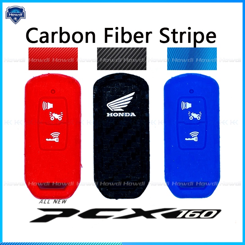 Vỏ Bọc Chìa Khóa Bằng Silicone Sợi Carbon 2 Nút Cho honda Pcx Pcx160