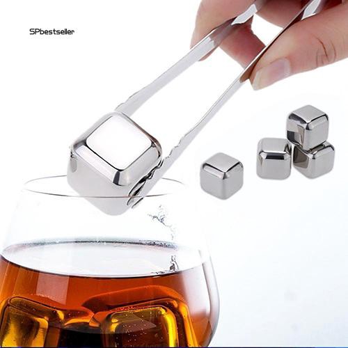 Set 4/6 viên inox làm lạnh đồ uống kèm hộp đựng