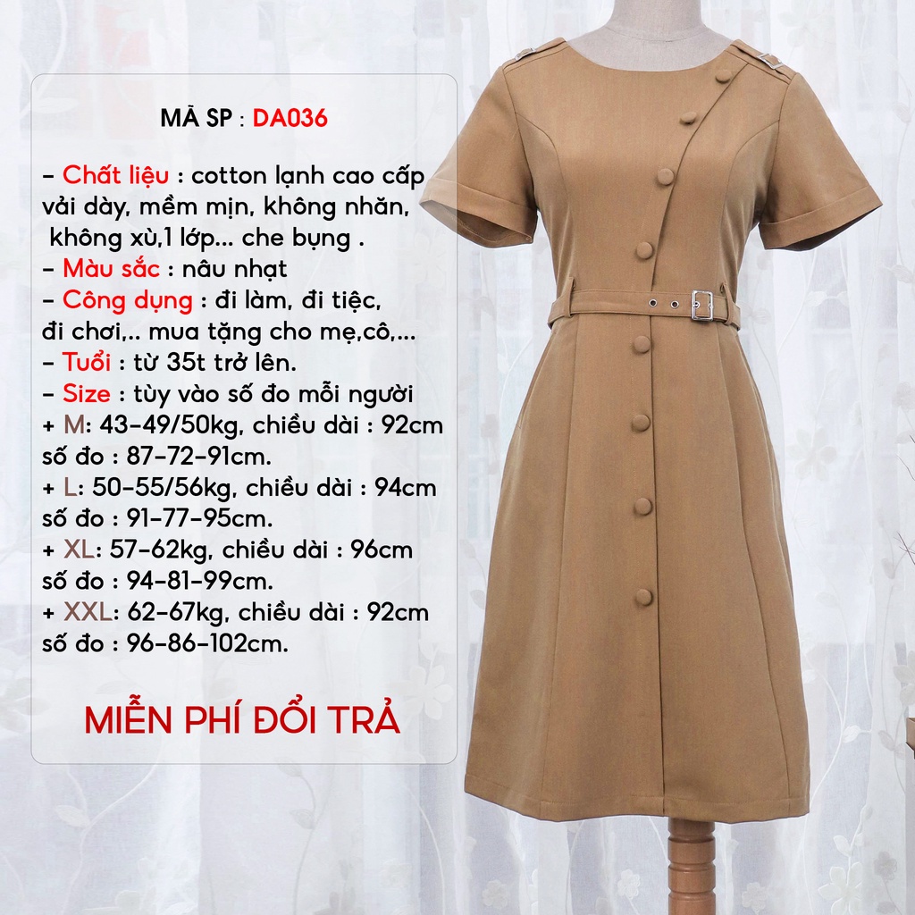 Đầm  Công Sở Sang Trọng Bigsize AMYRA, Thiết Kế Dáng Xòe Nút Bộc Đai Nịt Cao Cấp Đi Làm, Dự Tiệc DA036