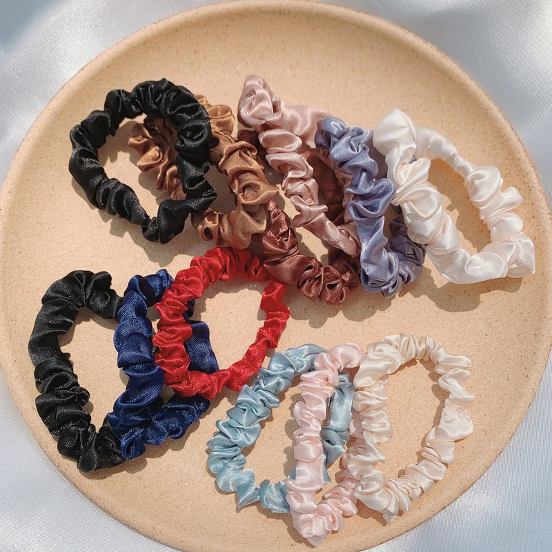 Bộ 6 Dây Buộc Tóc Vải Nhung Lụa Chiffon Mềm Co Giãn Tốt#Bộ 5 Món 6 (5 Món)