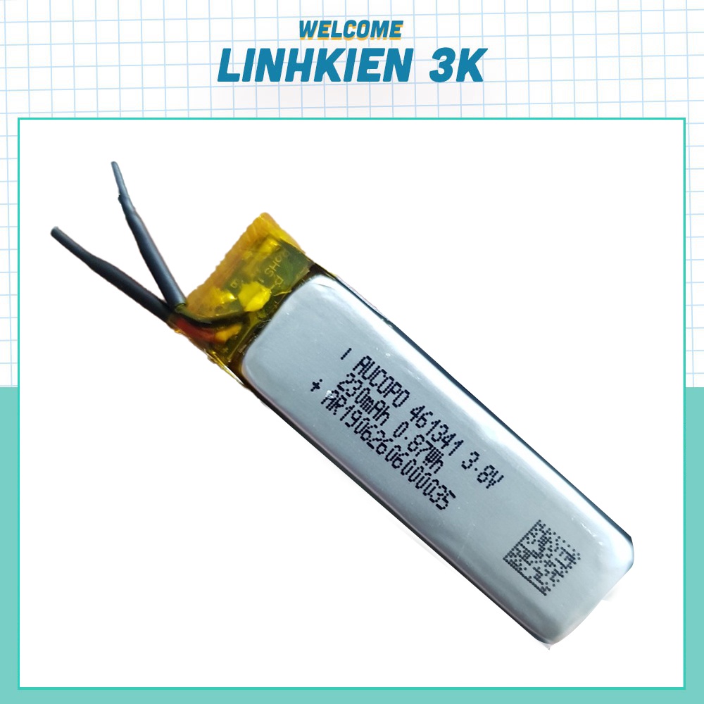Pin 3.7v 230mAh 41x13x4.6MM 461341Hãng AUCOPO chế đồ DIY