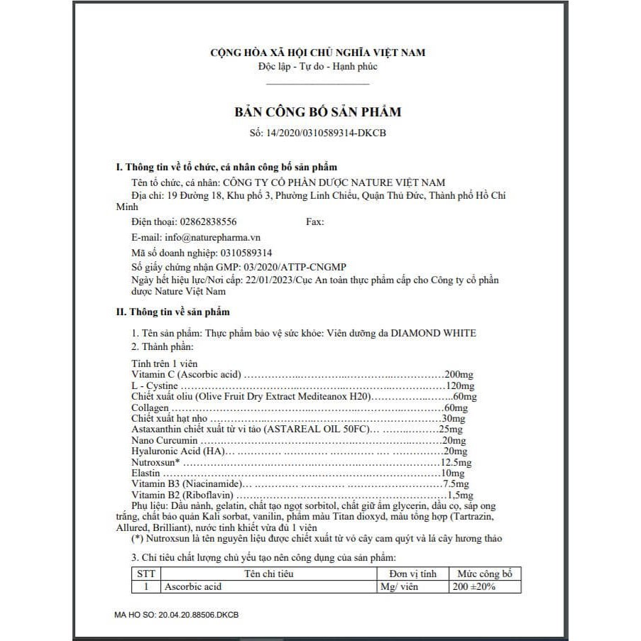 Viên Uống Hỗ Trợ Làm Đẹp Da BEAUTY DIAMOND WHITE ♥️CHÍNH HÃNG-TEM CÀO MÃ QR | BigBuy360 - bigbuy360.vn