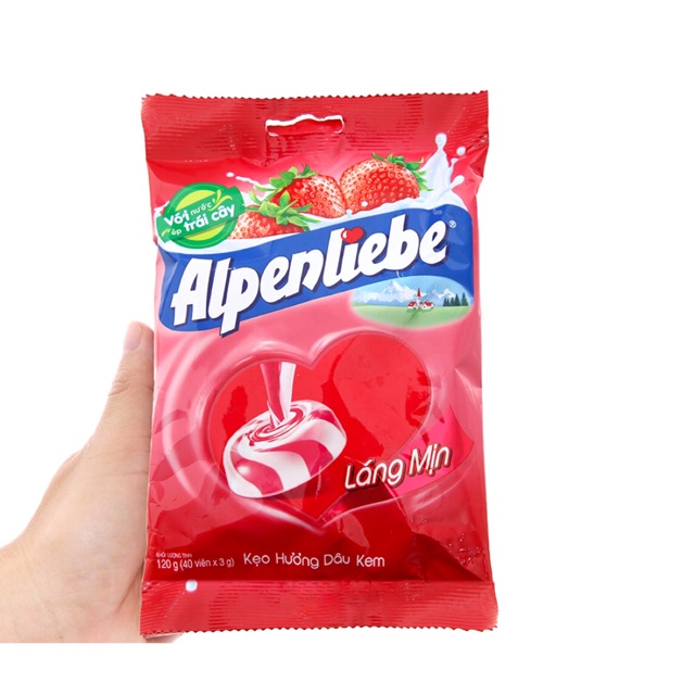 KẸO ALPENLIEBE HƯƠNG DÂU KEM GÓI 40 VIÊN - 120G