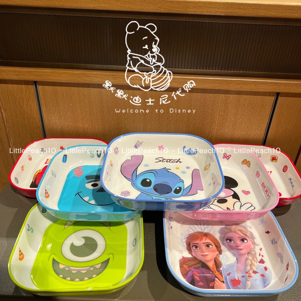 Đĩa Dĩa ăn dặm Melamine vuông Disney cho bé Elsa Frozen Car Mickey Minnie Princess kiểu mới 2022