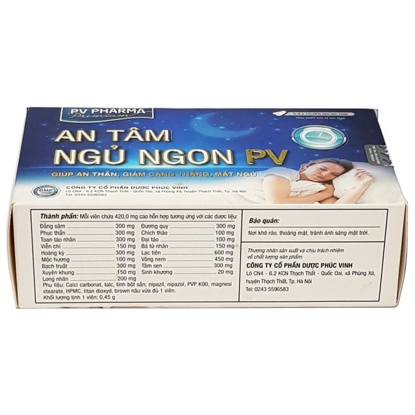 An Tâm Ngủ Ngon PV, hỗ trợ giảm căng thẳng, suy nhược thần kinh