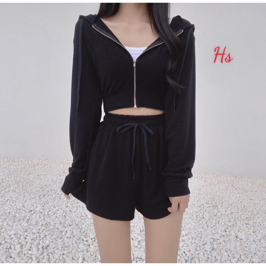 Set Áo Khoác Quần Đùi 4 Màu Cực Cute Chất Co Giãn Tôn Dáng 439 - Nina House