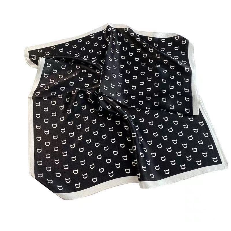 khăn lụa vuông HỌA TIẾT D TRẮNG ĐEN cao cấp 70x70cm-V2CDT Khăn bandana lụa ThyThy băng đô,cột túi