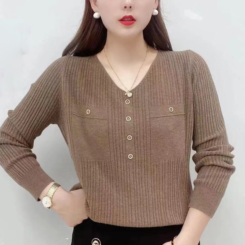 Áo Len Kiểu Trung Niên Nữ - Cổ Tim Dài Tay Chất Mềm Mịn Co Giãn Thoải Mái CHIIQC100