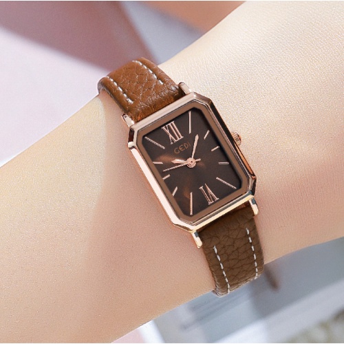 Đồng hồ nữ chính hãng GEDI 6612 dây da mặt vuông thời trang bảo hành 12 tháng