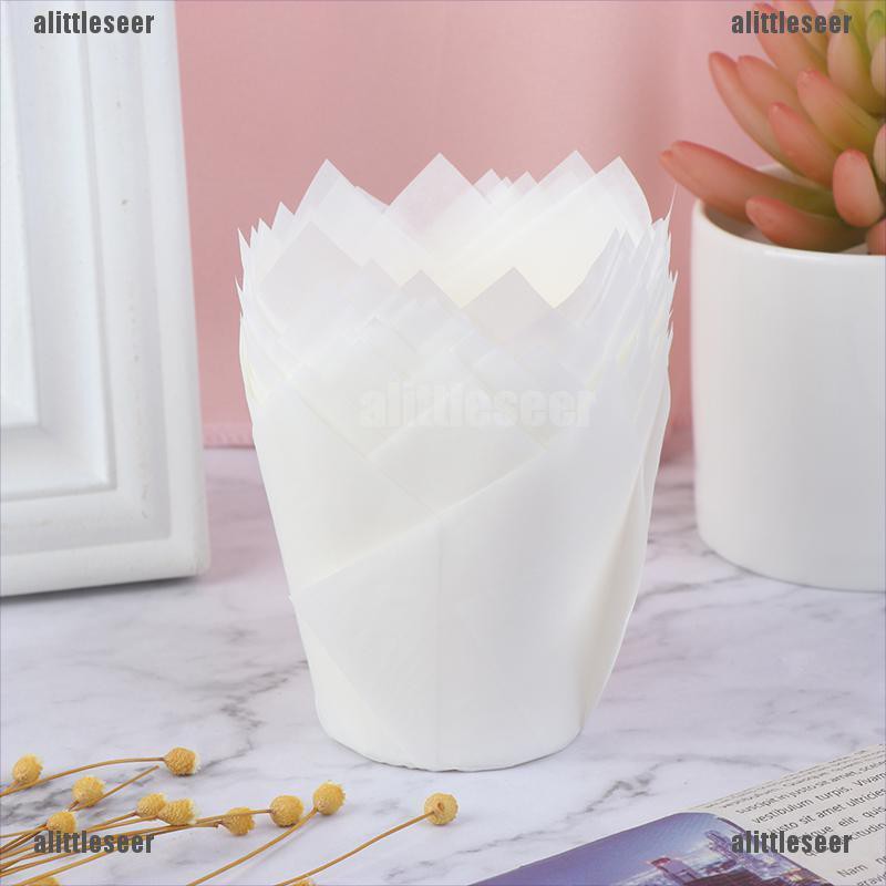Set 50 Cốc Giấy Đựng Bánh Cupcake Hình Hoa Tulip Xinh Xắn