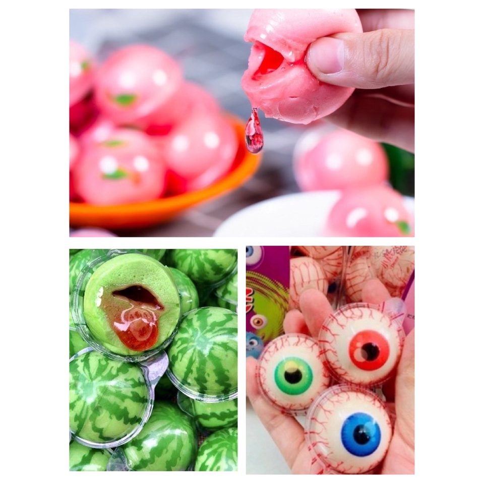 Lẻ 1 Viên Kẹo Dẻo Con Mắt BIG EYE BALL / Dưa hấu / Đào Có Nhân