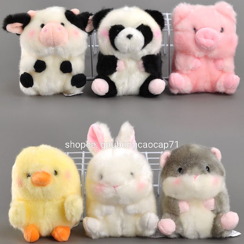 ❌ gấu bông hình động vật nông trại Lomo Home dễ thương 15cm "SO FLUFFY" , có móc treo