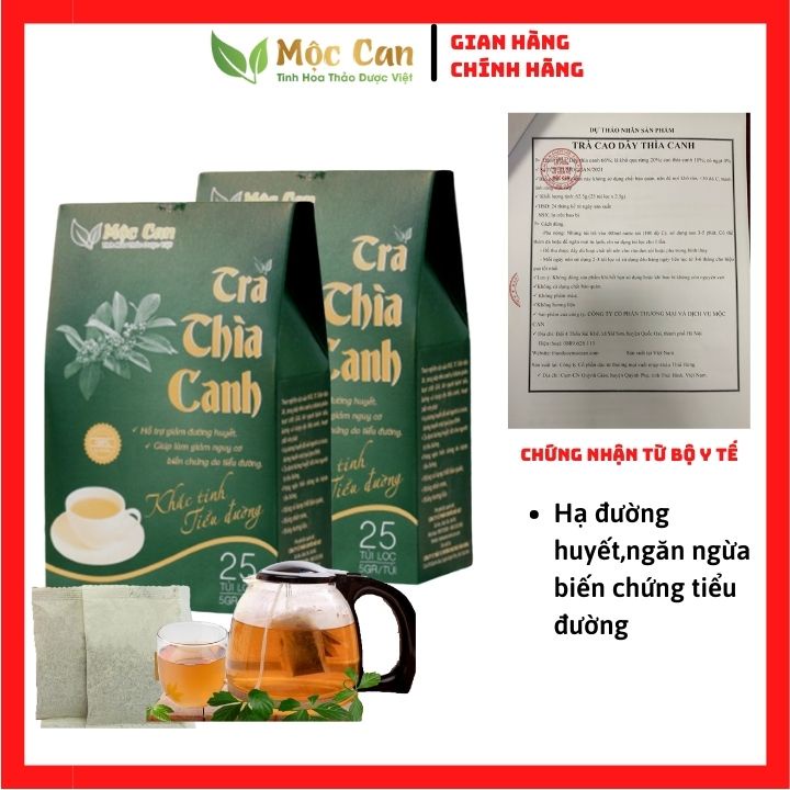 Trà dây thìa canh Mộc Can hạ đường huyết ngăn ngừa biến chứng tiểu đường hộp 25 túi lọc