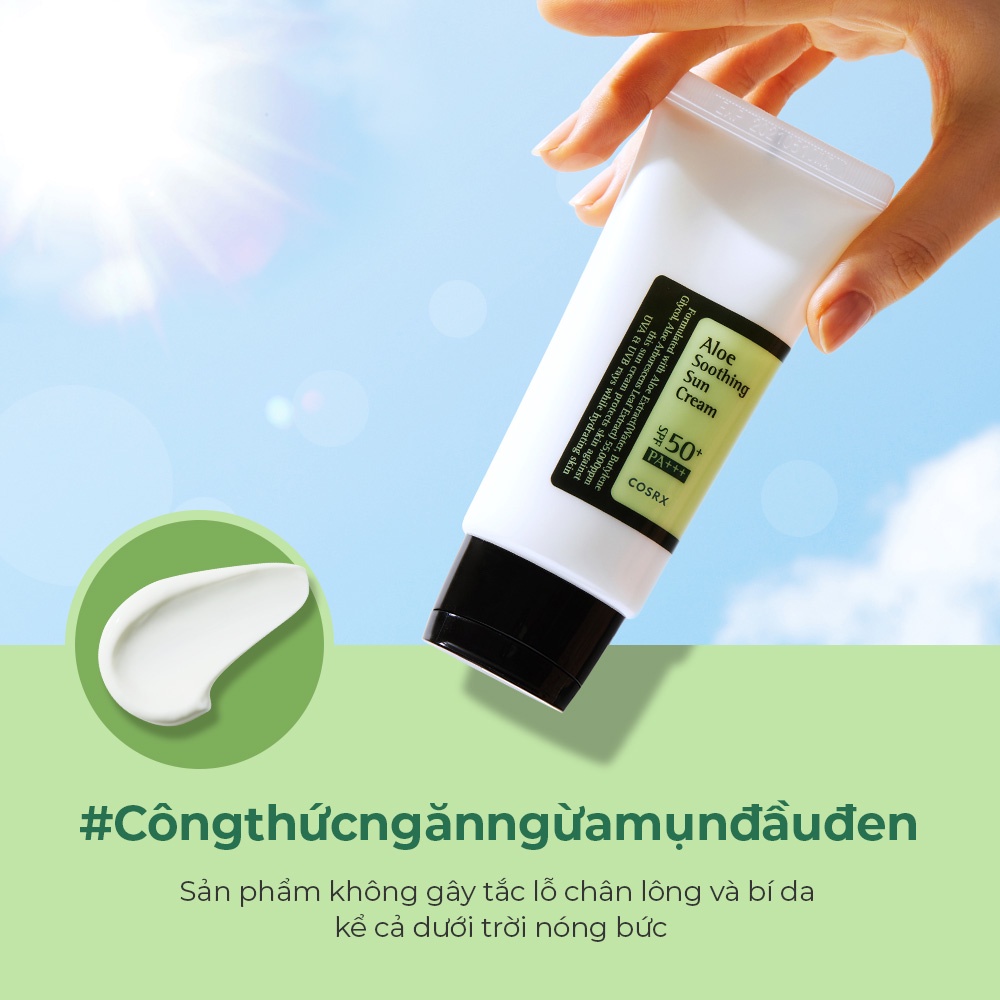 Kem chống nắng COSRX chiết xuất lô hội xoa dịu da Aloe Soothing Sun Cream SPF50+ PA+++ 50ml